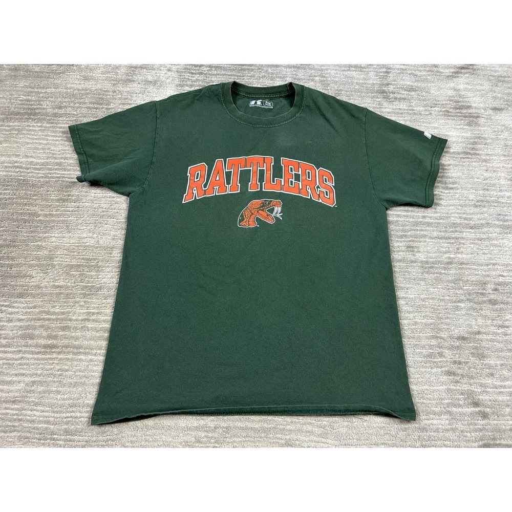 Florida A&M Rattlers Russell T-Shirt Mens Medium Green Short Sleeve Cotton VTG